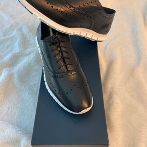 Cole Haan Black Leather Men's Derbys with White Sole